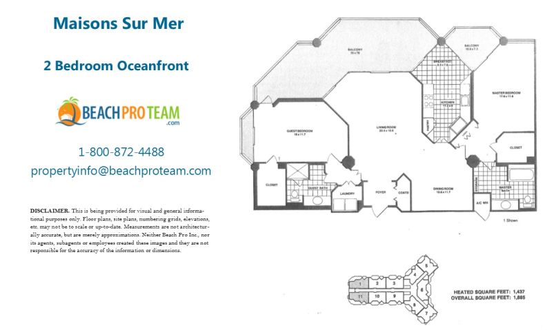 Maisons Sur Mer Floor Plan 1 and 11 - 2 Bedroom Oceanfront